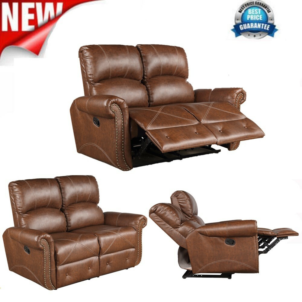 Details About Living Room 2 Seats Sofa Reclining Mechanism Couch Loveseat Pu Leather Recliner