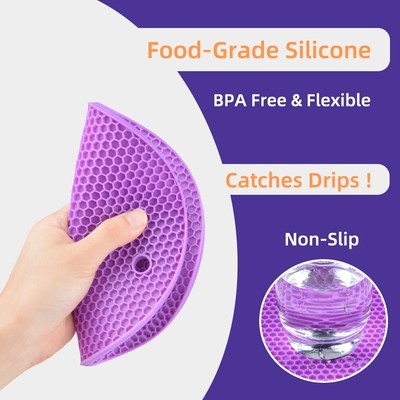 4 Pack Silicone Round Trivet Mats Heat Resistant Pot Holders for Kitchen Counter