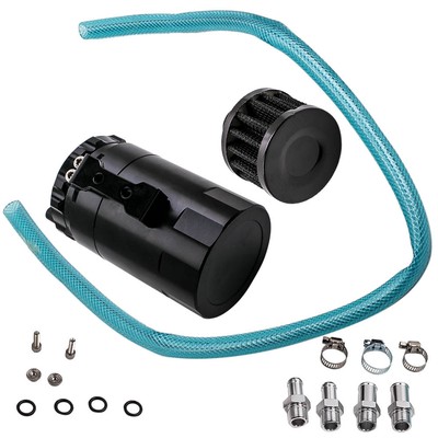 NEW 300ML Aluminum Alloy Breather Oil Catch Can With Filter Reservoir Tank Set