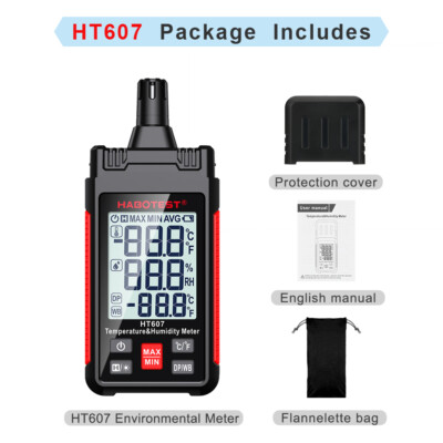 HABOTEST HT607 Digital Temperature Humidity Meter LCD High Precision Hygrometer
