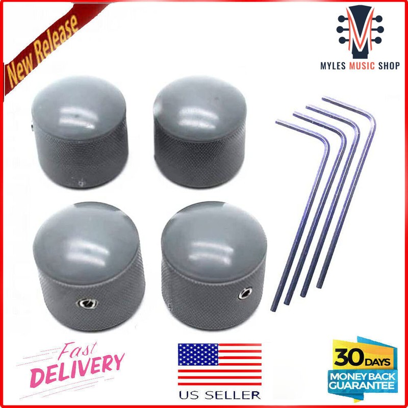 4 Piece Gray Guitar and Bass Knobs Fit Hamer,Reverend,Washburn,Kiesel