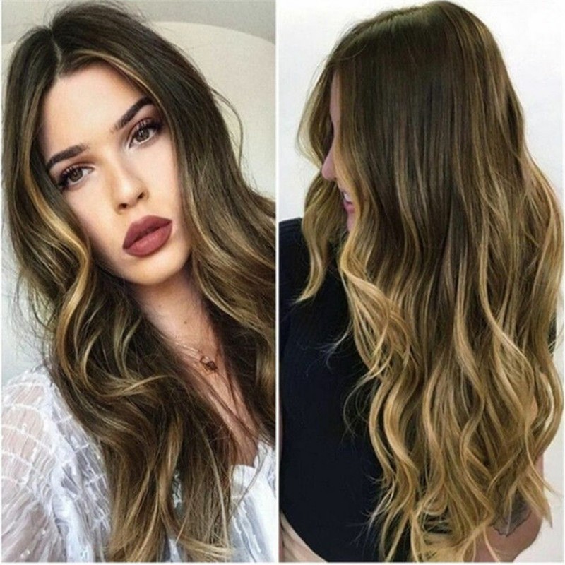 Wave Wigs Women Blonde Curly Hair Black Root Mixed Natural