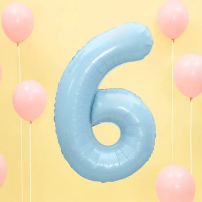 Blue Personalised Number SIX 6 Foil Balloon | 6th 16th 60th Birthday Decorations