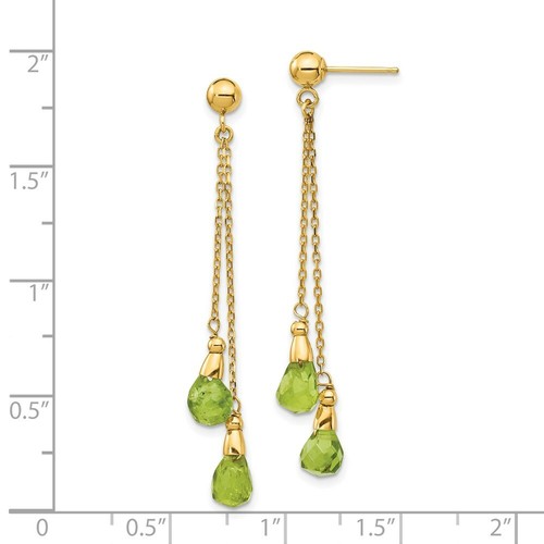 Pre-owned Goldia 14k Peridot Dangle Earrings In Yellow