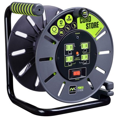 Electrical Cord Extension Storage Reel with 4 Outlets 3 ft Integrated Cord
