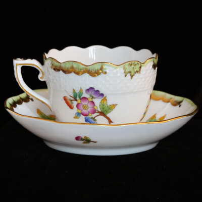 HEREND QUEEN VICTORIA Demi Tasse After Dinner Cup & Saucer NEW NEVER USED 