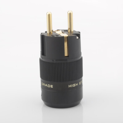 24K Gold Plated EU Schuko Mains Cable Power Plug Connector IEC Female Adapter