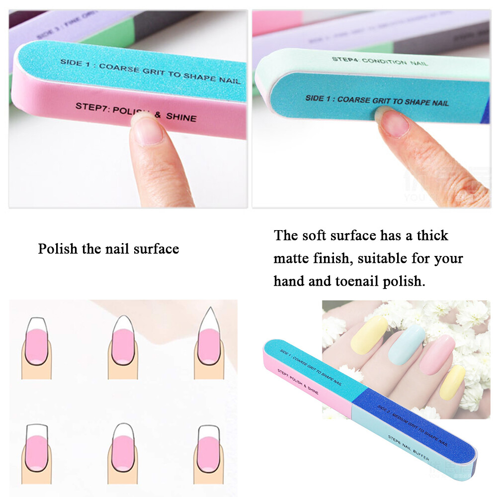 5Pcs Manicure Nail File Emery Boards Sanding Buffer Shiner File Beauty Tool