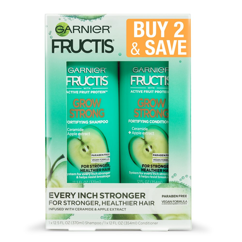 Fructis Fortifying Shampoo and Conditioner Set with Ceramide, Apple, 12.5 Fl Oz