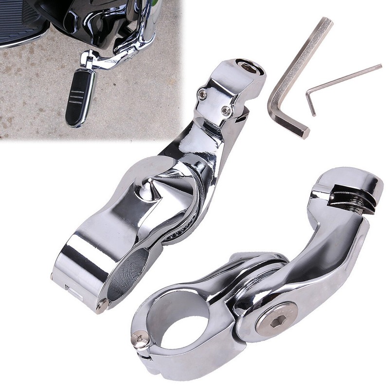 1 1/4" 32mm Chrome Short Angled Adjustable Highway Foot Peg Mount Kit