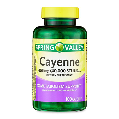 Spring Valley Cayenne Capsules 455 MG 40000 STU 100 Count