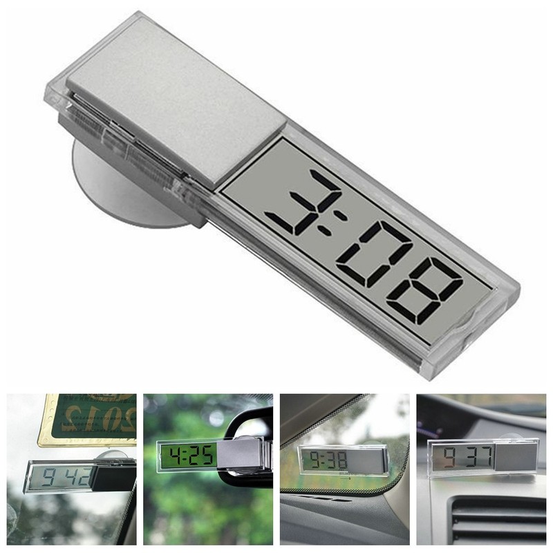 Auto Digital Car Dashboard LCD Clock Time Date Display Self-Adhesive Stick CL