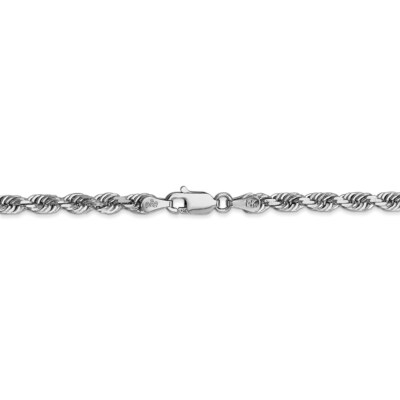 Pre-owned Superdealsforeverything Real 14kt White Gold 4mm Diamond Cut Quadruple Rope Chain Chain Bracelet; 7 Inch