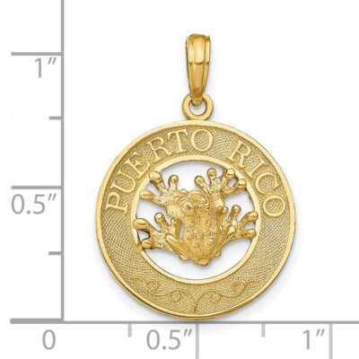 Pre-owned Superdealsforeverything Real 14kt Yellow Gold Puerto Rico With Frog Pendant