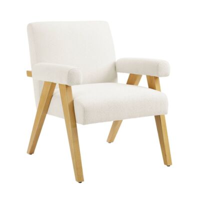 Textured Woven Upholstered Arm Accent Chair Cream Boucle - Threshold: