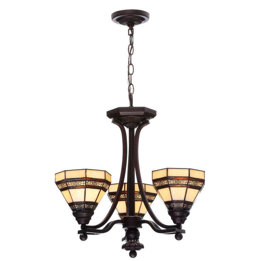 Oil Rubbed Bronze Finish Addison 3 Light Chandelier With Hand Cut