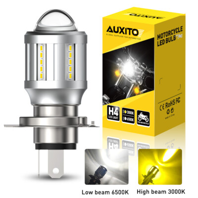 AUXITO H4 Motorcycle CANBUS HB2 9003 LED Headlight High Low Beam White & Yellow