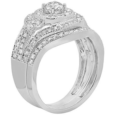 1.00 Carat (ctw) 14k White Gold Round Diamond Ladies Vintage Bridal Engagement