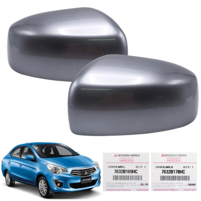 みろページ Pair Wing Side Mirror Cover Grey For Mitsubishi Mirage