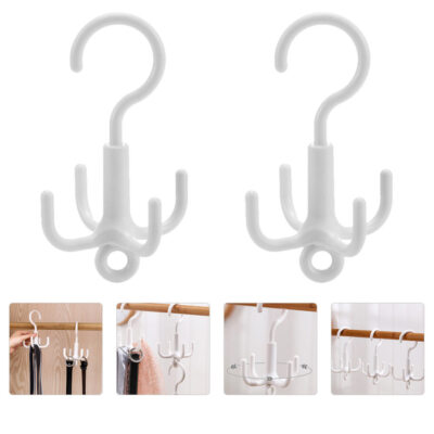  2 Pcs Scarf Hanger Boot Hangers Four Claw Swivel Hook Tie Hanging Rack