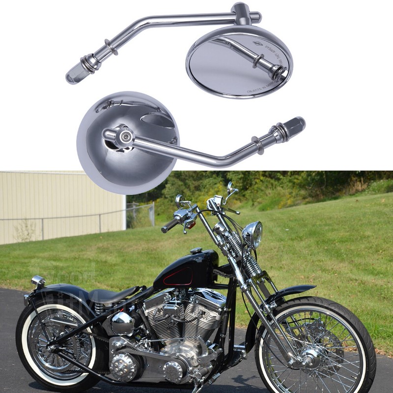 Chrome 7/8" 1" 22mm 25mm Round Bar End Mirror Diamond Cut-down Café For Harley - Foto 6