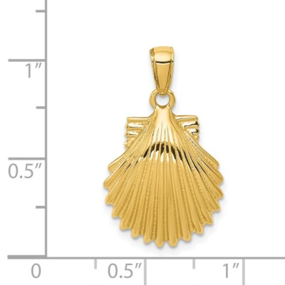Pre-owned Superdealsforeverything Real 14kt Yellow Gold Scallop Shell Pendant
