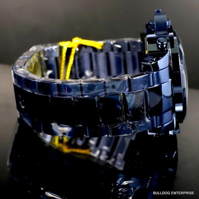 Pre-owned Invicta Man Of War Double Open Heart Automatic Moon Phase Abalone Blue Watch