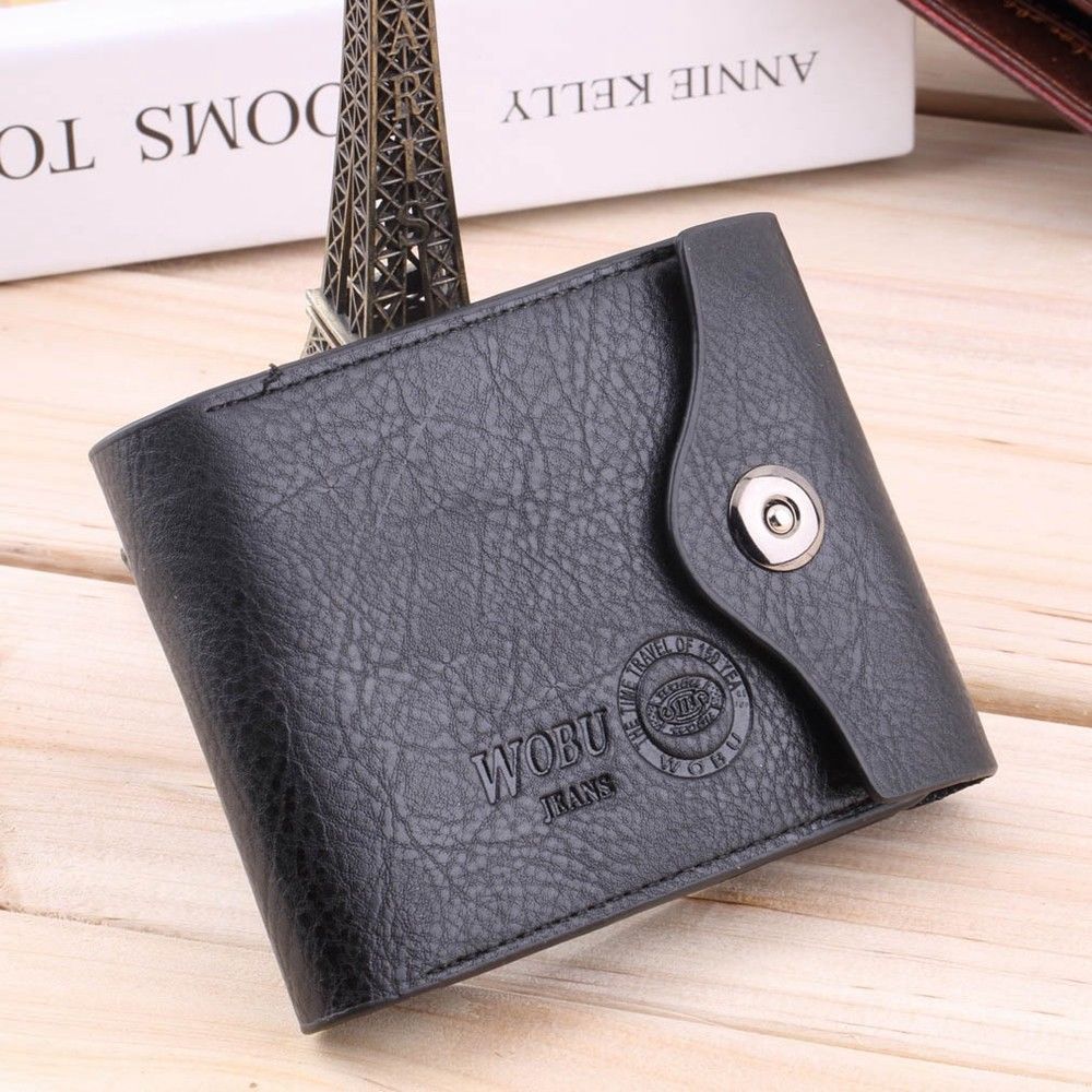Men's Soft Leather Wallet Pockets Money Purse ID Credit Card Clutch Bifold Black