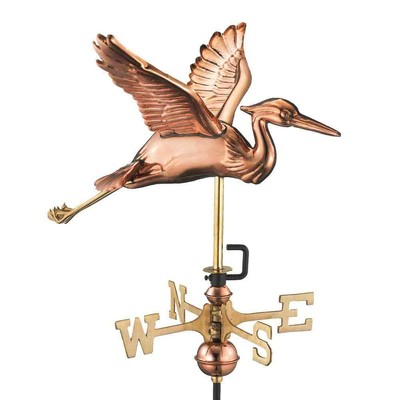 Blue Heron Cottage Weathervane - Pure Copper with Roof Mount