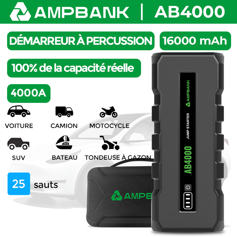 Ampbank 4000a 12v Aide Au DÃ©Marrage De Voiture Jump Starter Booster Powerbank