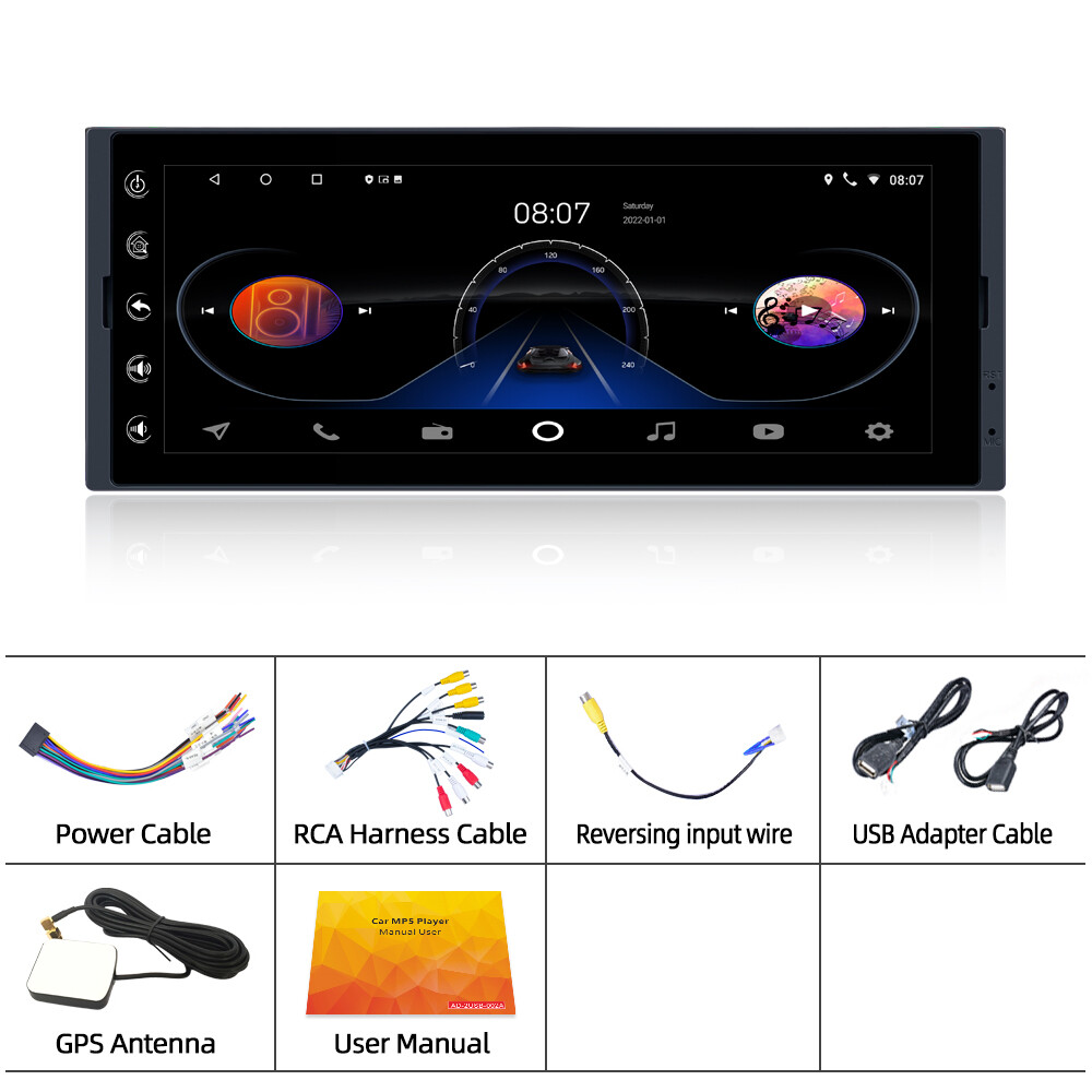 Single 1 Din Car Stereo Radio GPS For Apple/Android CarPlay 6.9" Touch Bluetooth