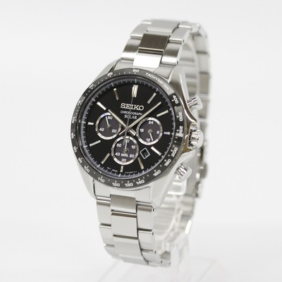 Pre-owned Seiko Selection Sbpy167 Analog Solar Powered Sapphire Crystal Black Silver