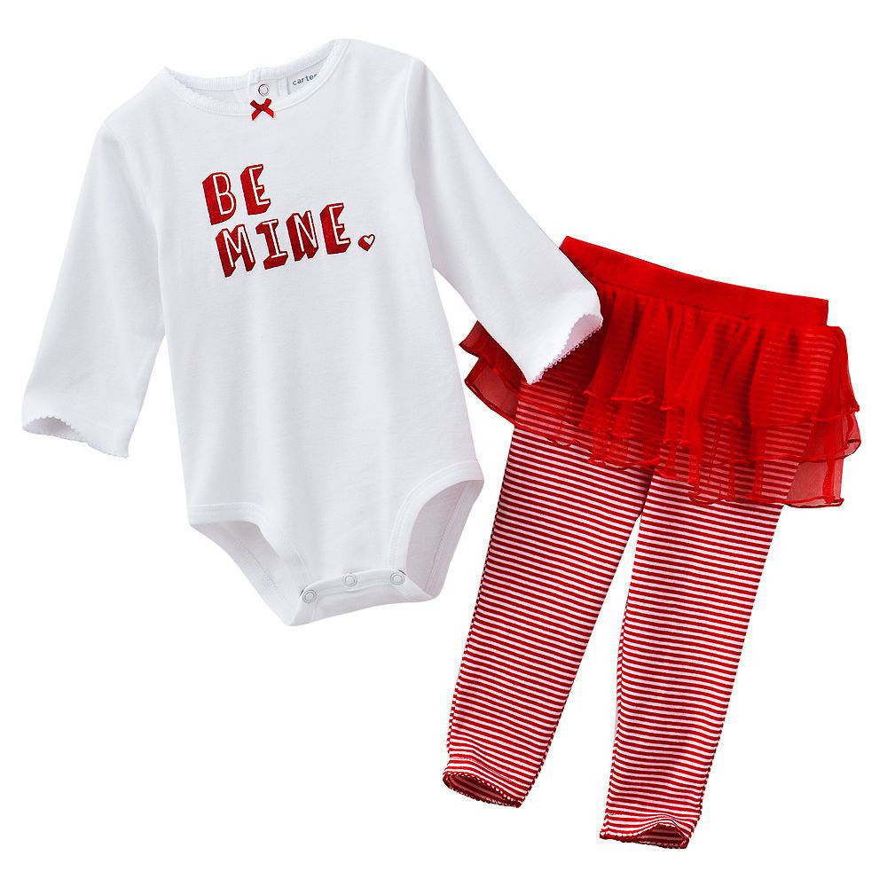 

БОДИ CARTERS GIRL 2PC BE MINE, КРАСНАЯ ПАчка, ЛЕГГИНЫ, 6М, 9М, 12М, Red/white