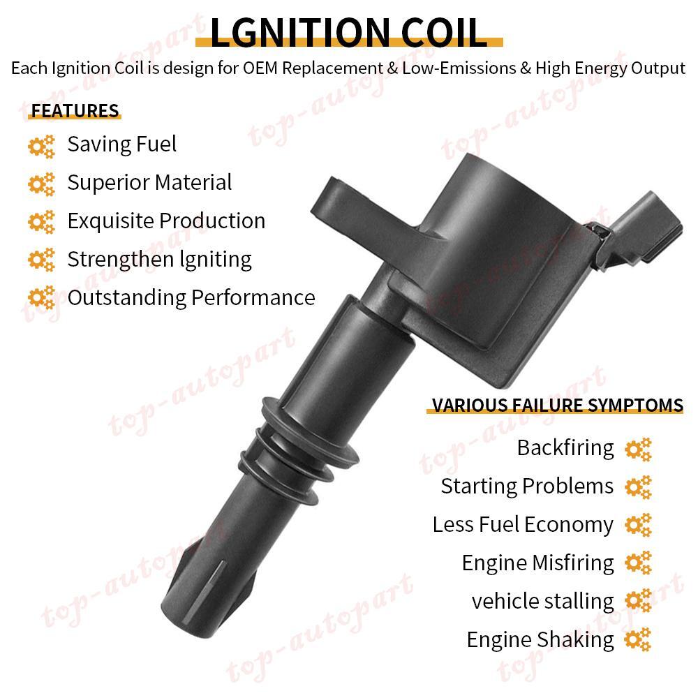 8Pack Ignition Coils PLATINUM Spark Plug For Ford F150 F250 5.4L 2004-2010 DG511