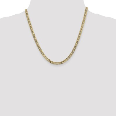 Pre-owned Skyjewelers Real 14kt Yellow Gold 4.5mm Concave Anchor Chain; 20 Inch; Lobster Clasp