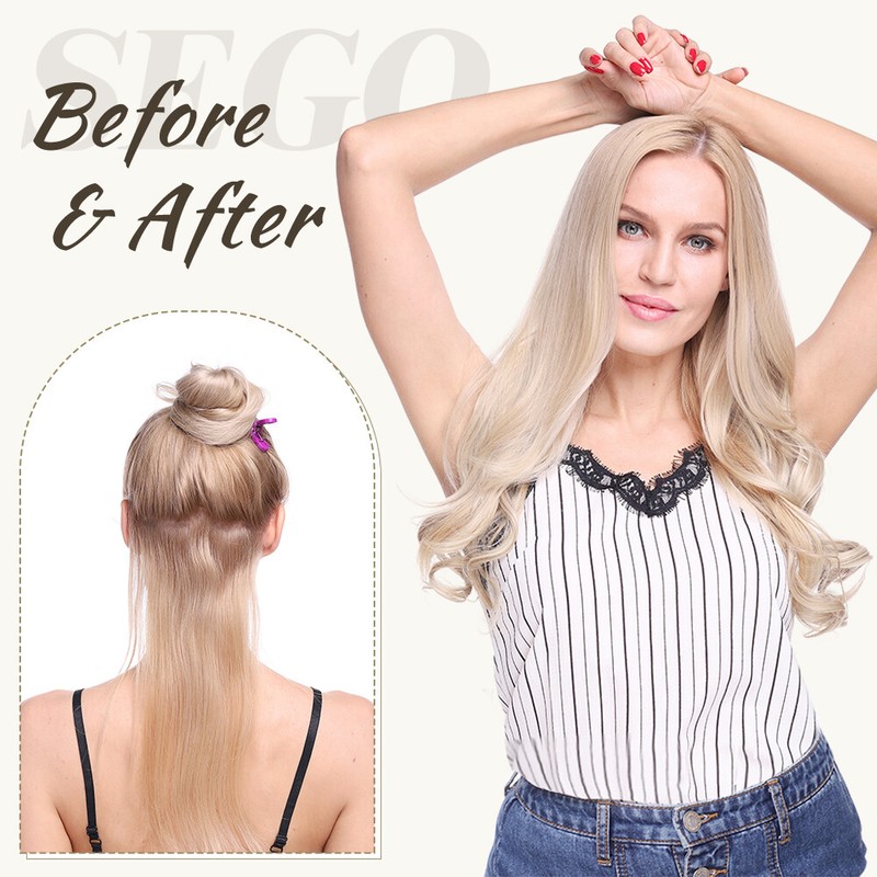 100% Thick Clip In On Half Full Head Hair Extensions Real Long AS Human Balayage