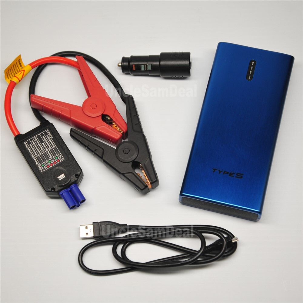 TYPE-S AC56789 BLUE PORTABLE 10000mAh POWER BANK CAR JUMP STARTER W/ FLASH LIGHT