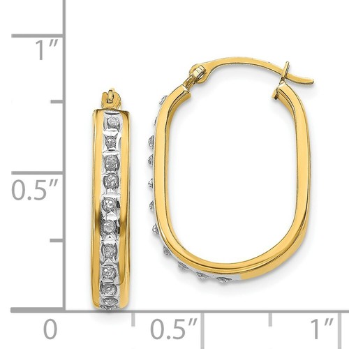 Pre-owned Goldia 14k Diamond Fascination Squared Hinged Hoop Earrings In Yellow