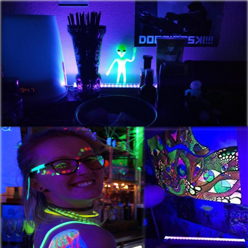 UV LED Black Light Fixtures, Leciel 6W Portable Blacklight Lamp for UV Poster, U