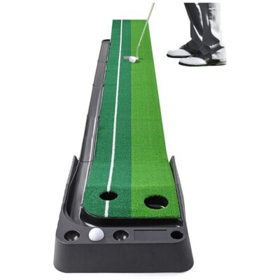 Golf Putting Green Golf Trainer Aid Practice Mat Auto Ball Return Indoor