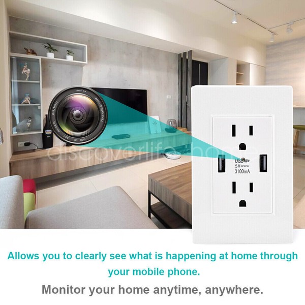 AC Wall Outlet with USB Home Security Nanny Camera IP WiFi Camera 1080P HD Lot - Image 7