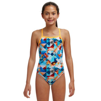 Funkita Girls Smashed Wave ECO Strapped In One Piece Swimwear, Girls One Piece S
