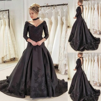 black wedding ball gown
