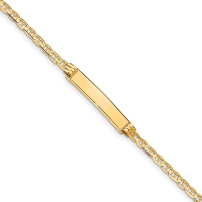 Pre-owned Superdealsforeverything Real 14kt Yellow Gold Anchor Id Chain Bracelet; 7 Inch; Lobster Clasp