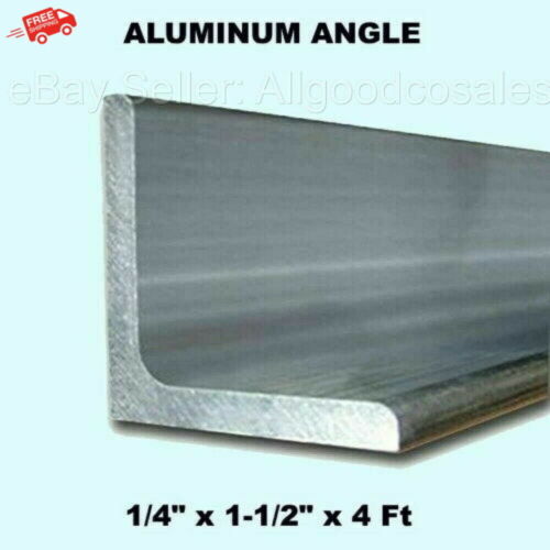 Aluminum Angle  1/4" x 1-1/2" x 4 Feet Length Unpolished Alloy 6061 90 Deg Stock
