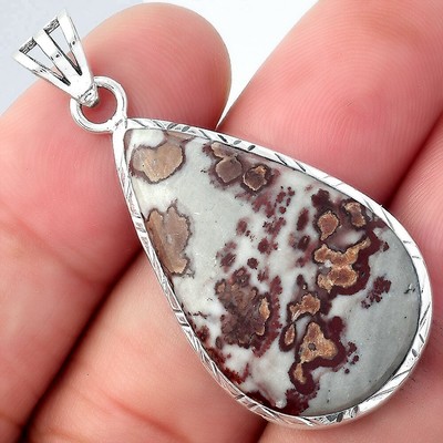 Natural Coffee Bean Jasper 925 Sterling Silver Pendant Jewelry P-1079