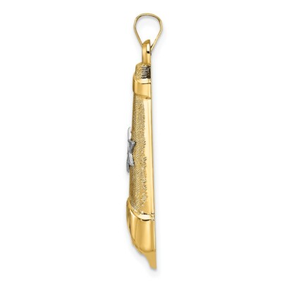 Pre-owned Skyjewelers Real 14kt Two-tone Hollow Scroll And Star Pendant