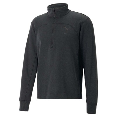 

Puma Seasons Running Mock Neck Long Sleeve Half Zip Pullover Mens Black Casual T, Черный, Puma Seasons Running Mock Neck Long Sleeve Half Zip Pullover