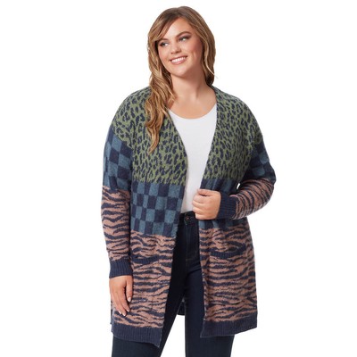 

Женский свитер-кардиган Jessica Simpson Blaise, Checkered leopard