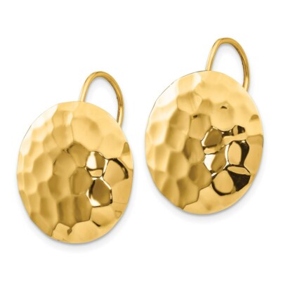 Pre-owned Superdealsforeverything Real 14kt Yellow Gold Hammered Circle Earrings